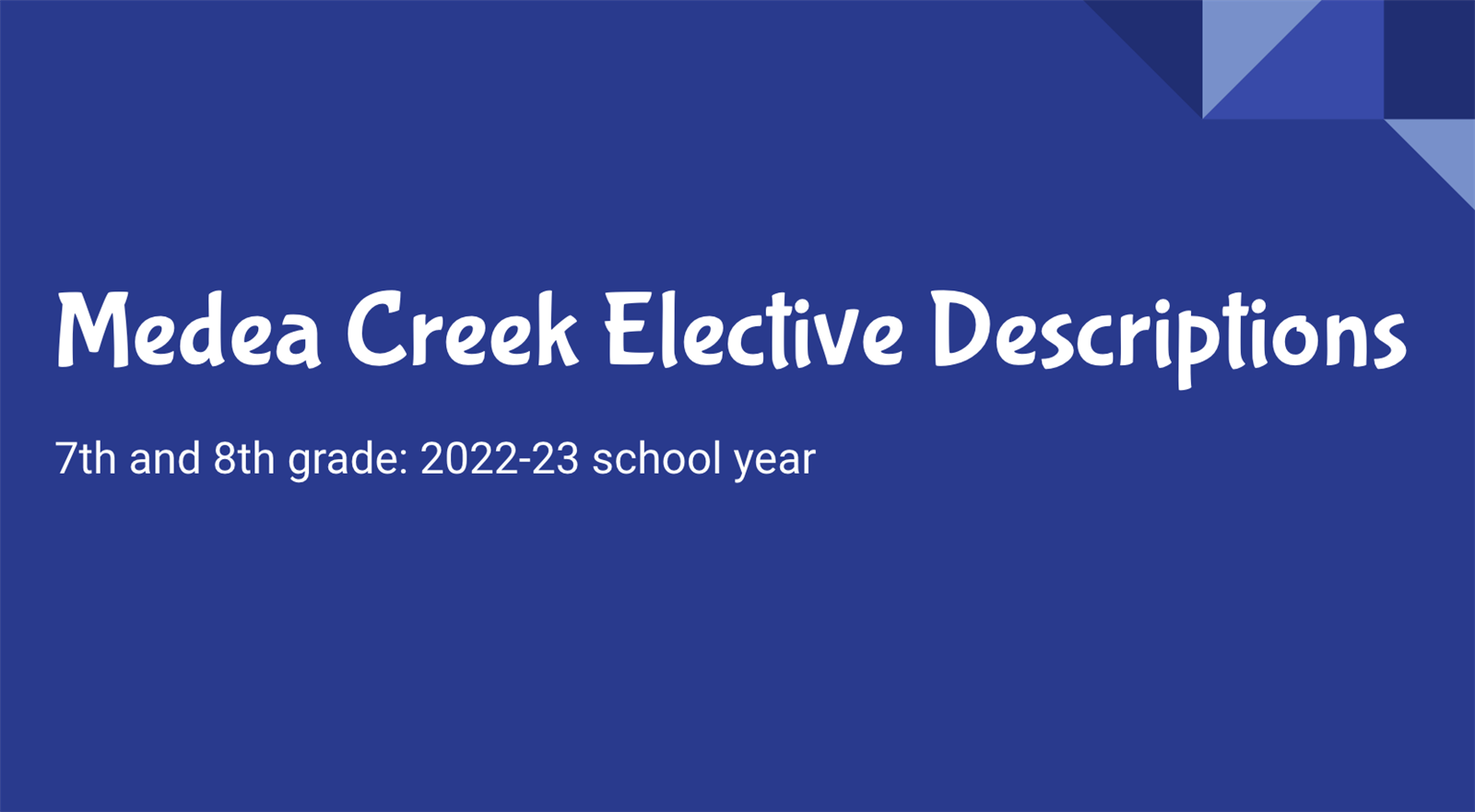  MCMS Elective Information